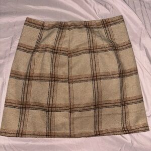 Wool Plaid Tan Skirt